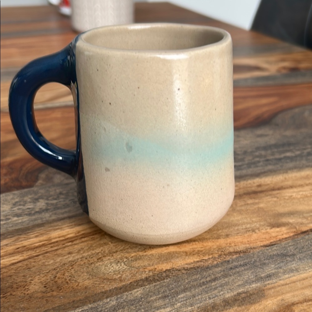 Handcrafted Cream and Blue Dining Mug